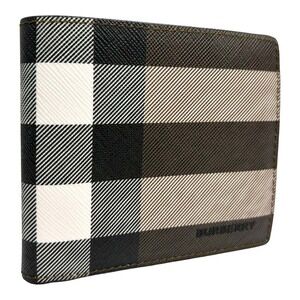 Burberry Bi Wallet Giant Check Compartment Black Brown